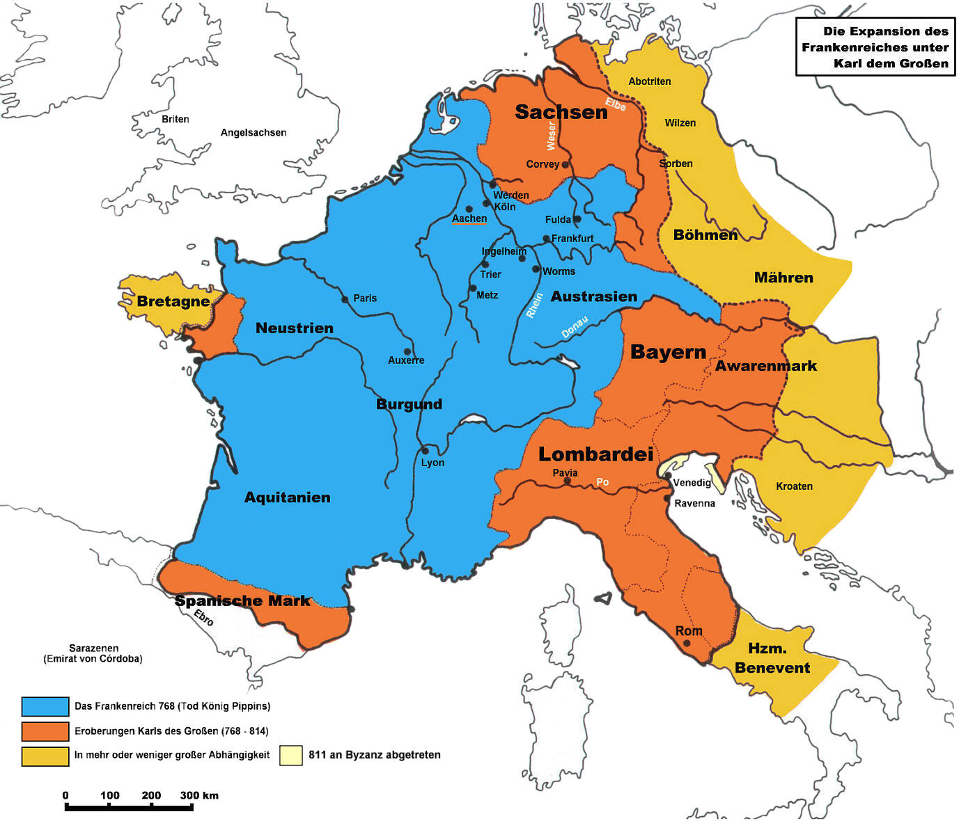 Das Reich von Karl der Große zur seiner Größten Ausdehnung